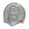 KNK Silicone Swim Cap for Mens & Women with Long Hair, 3D Ear Cover, Nose Clip & Ear Plugs Set (Silver)