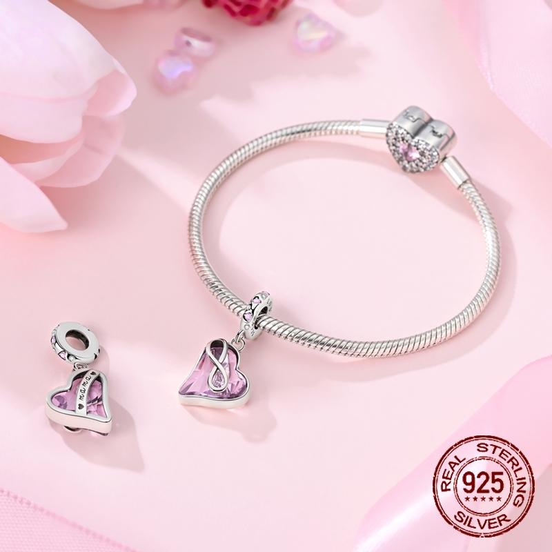 Pink Love Unlimited Charms Copper Dangle Pendant Fit Bangle Bracelet Necklace Diy Jewelry