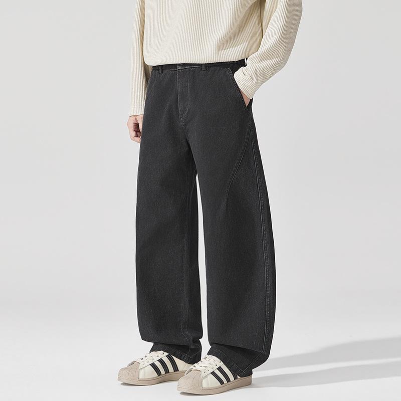 American retro overalls men's autumn new loose straight cotton versatile wide-leg casual pants wholesale