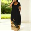 Summer Crew Neck Short Sleeve Loose Dress For Plus Size Women Household Wear