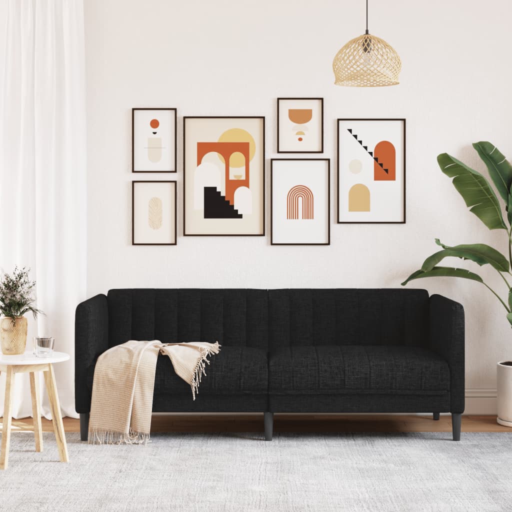 2 Seater Sofa Black Fabric