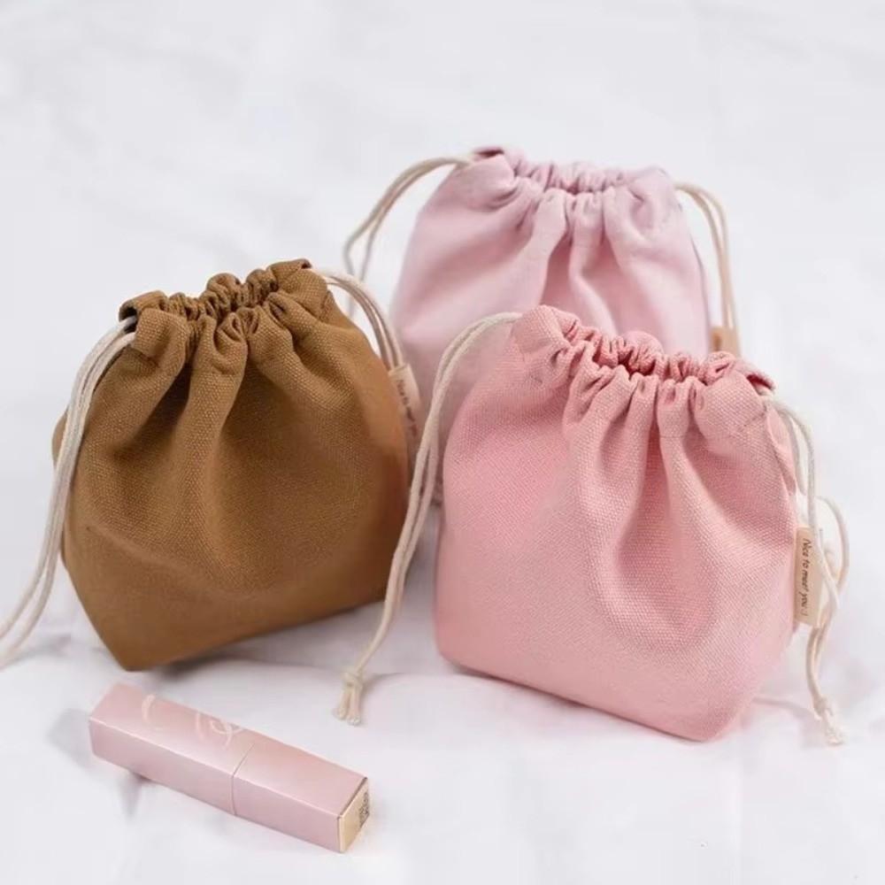 Multi-Use 27*20cm Drawstring Storage Bag Reusable Solid Color Canvas Bag Jewelry Bag for Candy Gift Package