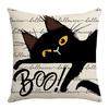 Halloween Funny Pattern Black and White Letter Print Abstract Animal Ghost Simple Home Linen Pillowcase