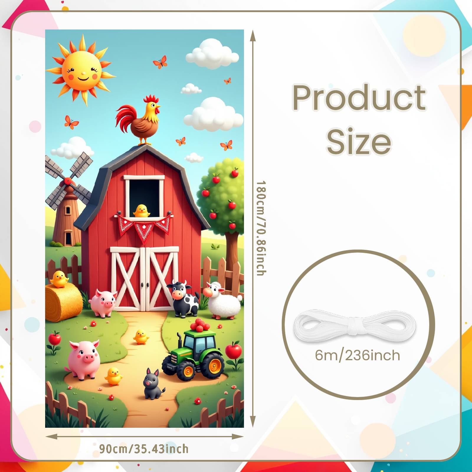 Farm Animal Banner Cute Animal Figures Farm Background Farmyard Background Colorful Farm  Barnyard Backdrop For Kids