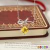 Bow Necklace 925 Silver Women Niche Design Light Luxury Natural Crystal Stone Sugar Cube Pendant Clavicle Chain Daily Jewelry Gift