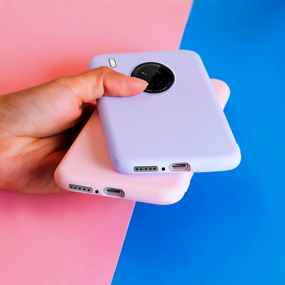 Simple Candy Color Silicone Cover For Huawei Y9A 2020 Case FRL-22 FRL-23 HuaweiY9a Mobile Phone Case on Huawei Y9A Y 9A Soft Bag