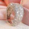 Luxury Inlaid White CZ Women's Ring Elegant CopperColor Geometry Daily Wear Party Jewelry Anniversary Gift