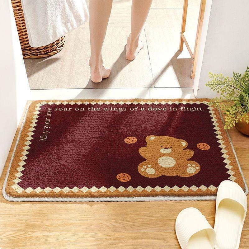 Bathroom Absorbent Floor Mat Household Cartoon Imitation Cashmere Non-slip Mat Toilet Toilet Door Carpet Dirt-resistant Foot Mat