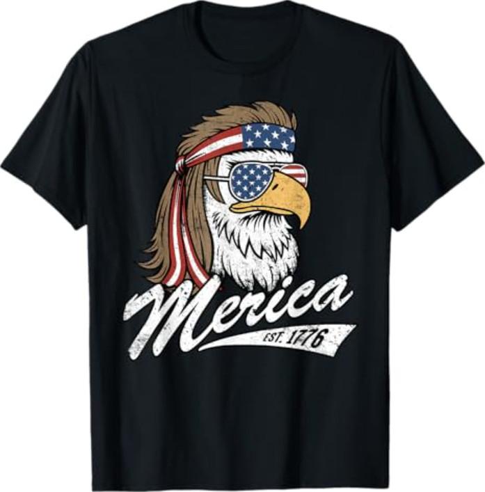 Merica Eagle USA American Flag Vintage Funny T-Shirt