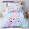 Star Uni-horse Pattern Bedding Quilt Set Quilt Cover Pillowcase Home Decoration Gift (1 * duvet cover + 2 * pillowcase, without core)