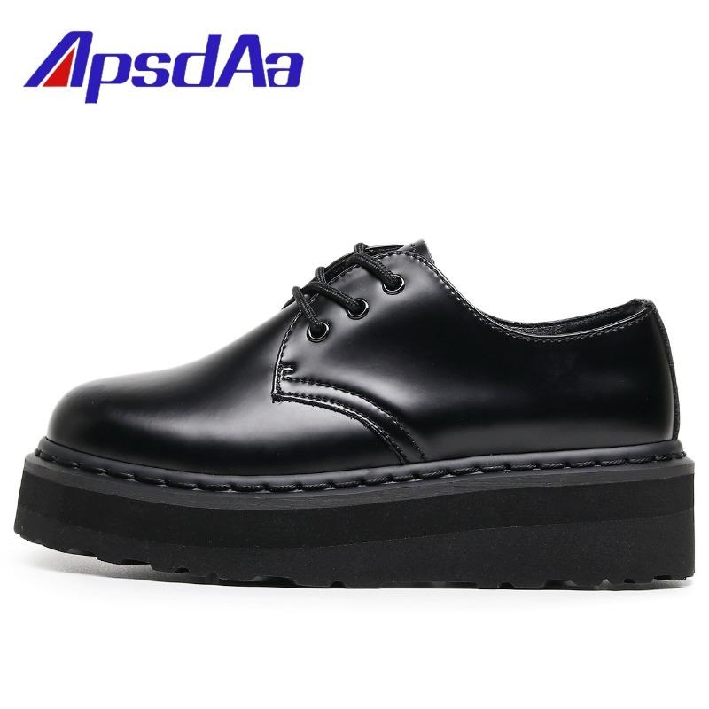 

Thick-soled hole Martin shoes women s low-top, leather lightweight round head casual student muffin bottom short boots 44