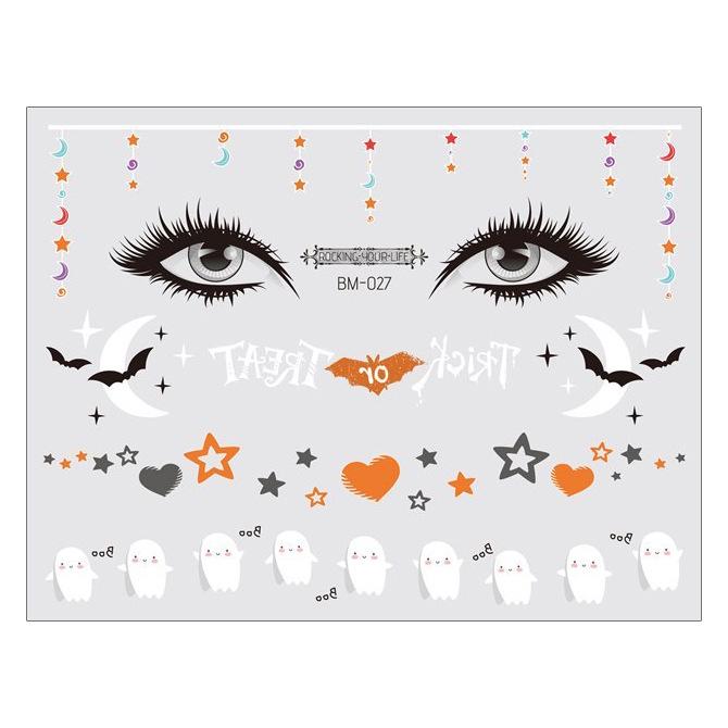 Waterproof Halloween Bat Face Stickers for Kids - Aesthetic Temporary Tattoos