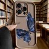 Blue Butterfly with Pearls Soft TPU Phone Case for iPhone 17 16 15 14 13 12 11 Pro Max Plus Shockproof Anti-Slip Cover