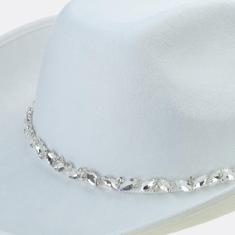 Delicate Glistening Cowgirl Hat with Rhinestones Western Cowboy Hat for Stage