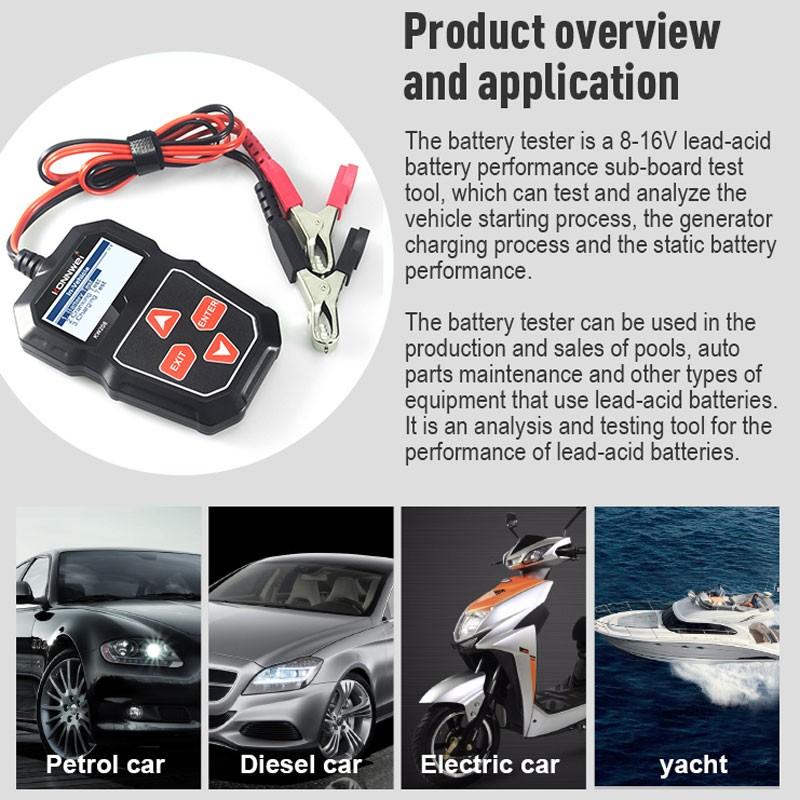 Tester 12V autobaterie Digitální automobilový diagnostický tester baterií Analyzátor Diagnostika vozidla Skener nabíjení Auto Tool