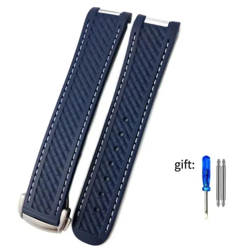 20MM Rubber Silicone Watch Strap Fit For Omega Seamaster 300 AT150 Aqua Terra Ultra Light 8900 Steel Buckle Watchband