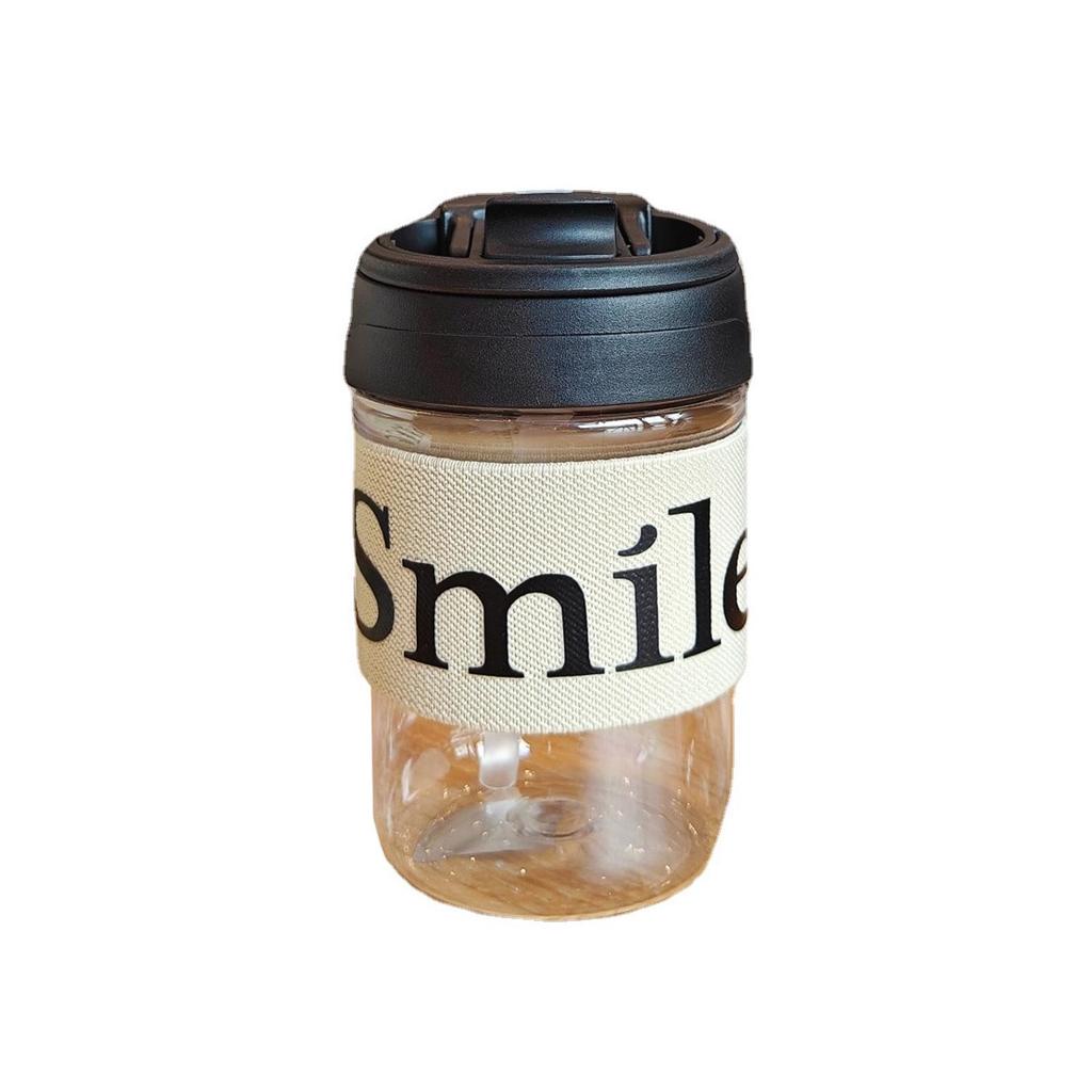 Stylish Double-Walled Anti-Scald Plastic Coffee Cup with Straw and Handle