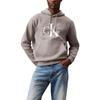 Calvin Klein Logo Kangaroo Pocket Hooded Long Sleeve Sweatshirt Men Sweatshirt Medium-Gray 40BM800-030