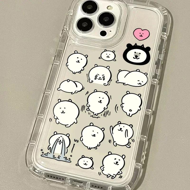 Shockproof Clear Phone Case For iPhone 17 Air 16 E 15 14 13 12 11 Pro Max Plus Mini SE 2020 2022 Lovely Fun White Bear Cover