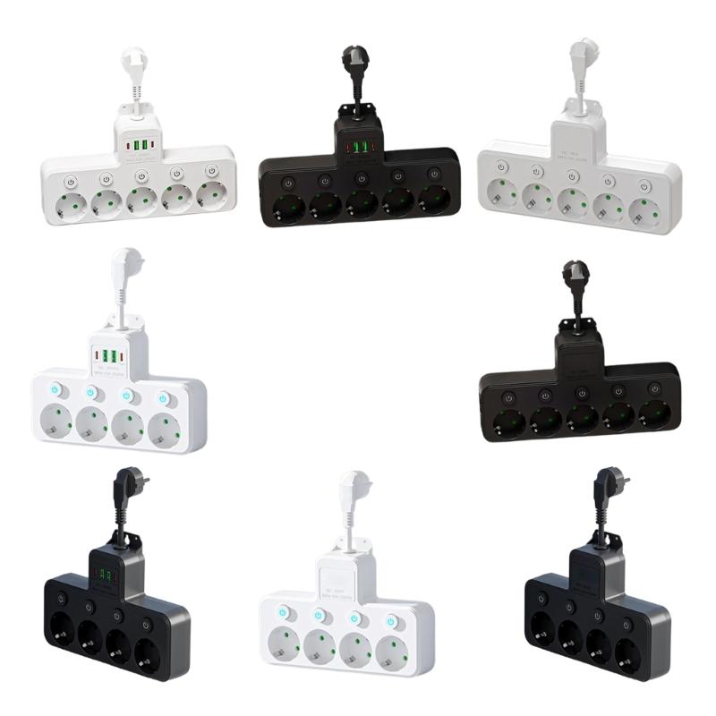 5 Outlet Wall Sockets with 2 USB And 2 Type C Ports Rotating 180 Degrees For Multiple Device Charging