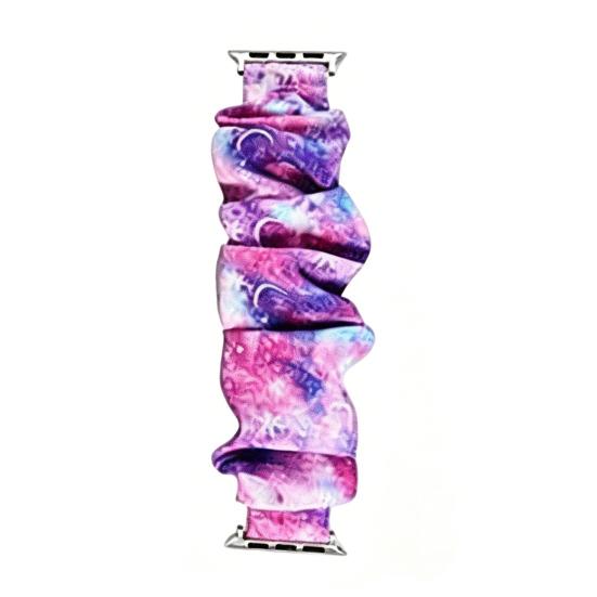 

Elastic Scrunchie Watch Band Scrunch Fabric Stretchy Band Cute Print Band for Apple Watch Series Women Girls Bracelet Watch Band M фіолетовий