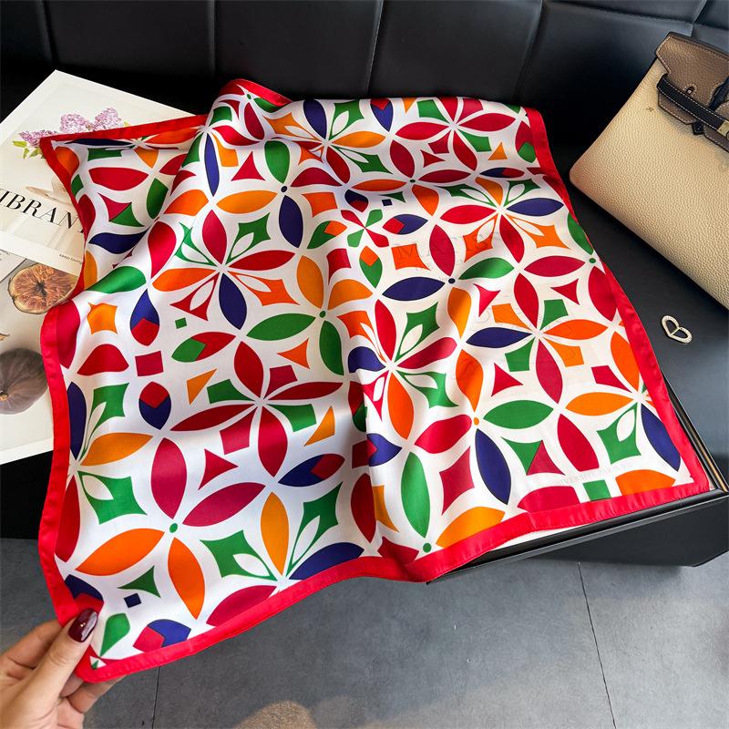 Damen S Geometrisch Bedruckter Seidenähnlicher Quadratischer Schal Für Den Sommer
