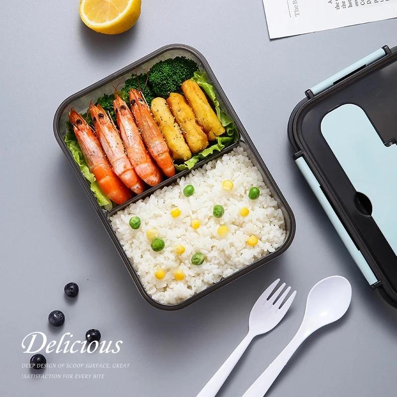 Transparente Lunchbox für Kinder, Vorratsbehälter für Lebensmittel mit Deckel, auslaufsicher, für die Mikrowelle geeignet, Speisenwärmer, Snacks, Bento-Box im japanischen Stil