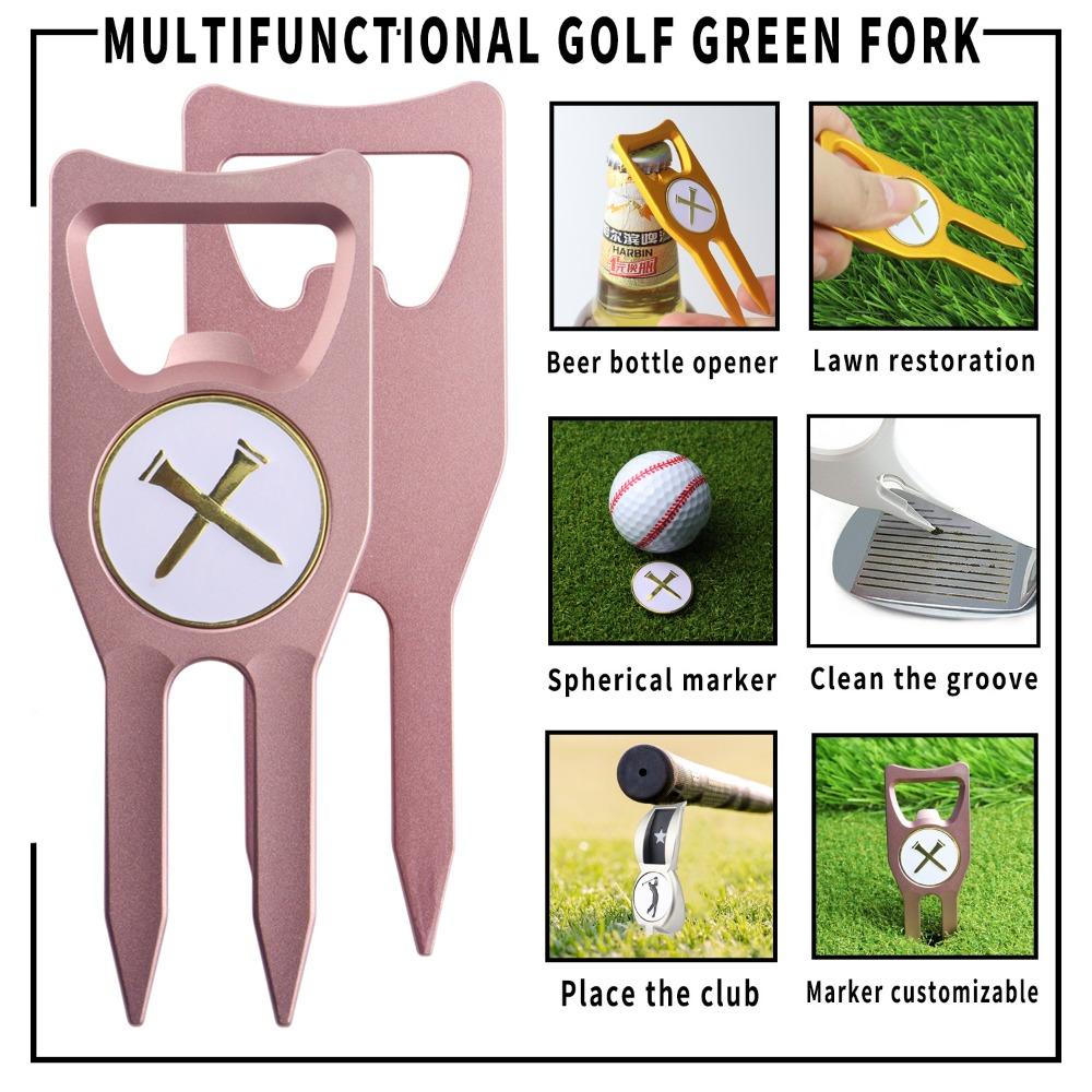 Marker Golf Ball Fork Golf Cap Clip Golf Ball Marker Hat Clips Green Fork Marker Set Golf Products