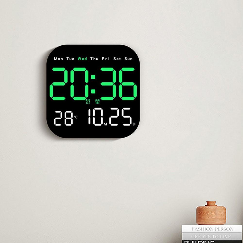 LED Wall Clock With Remote Control Display Temperature Room Desktop Clock