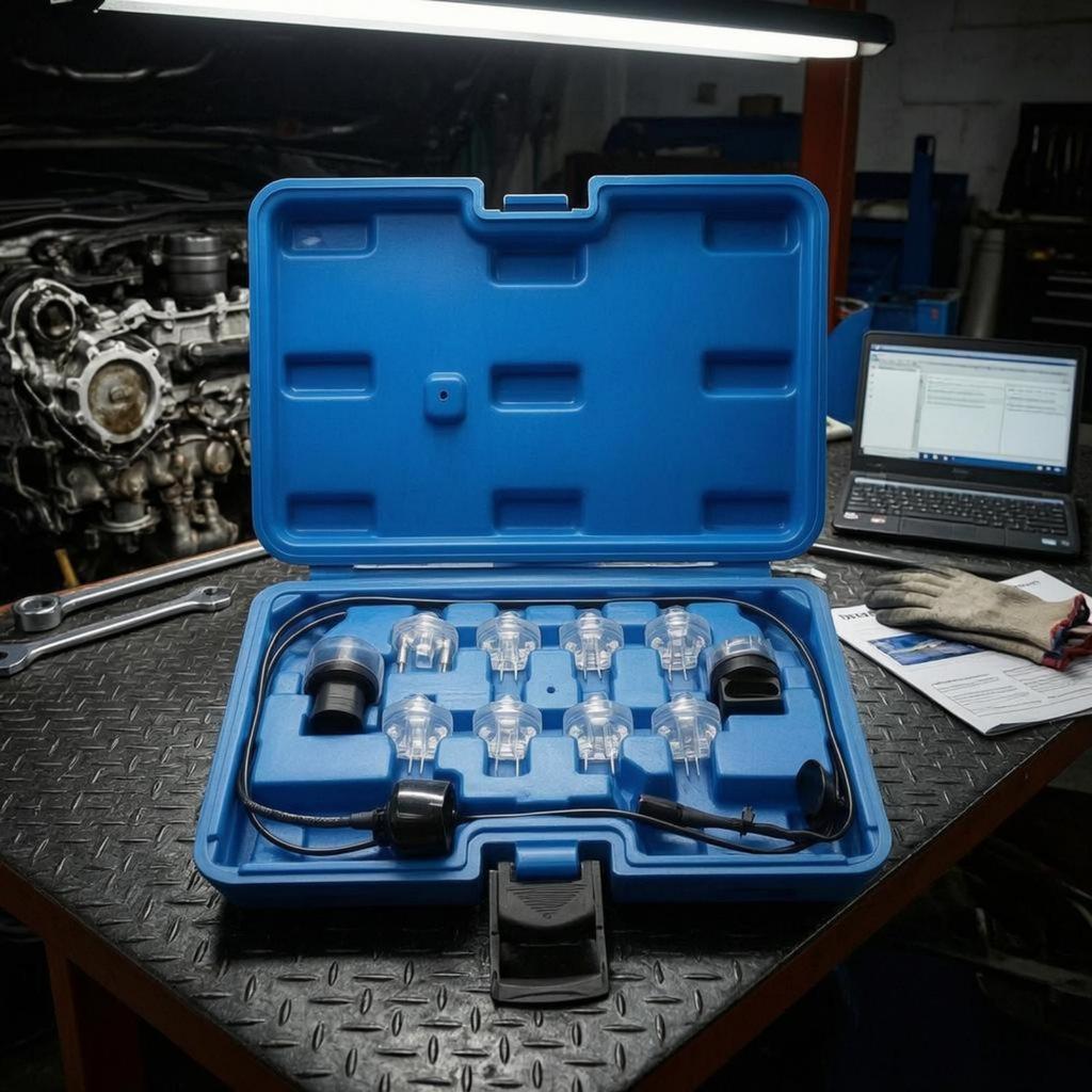 11 Pieces Automotive Petrol Injector Tester Kit Blue Hard Case