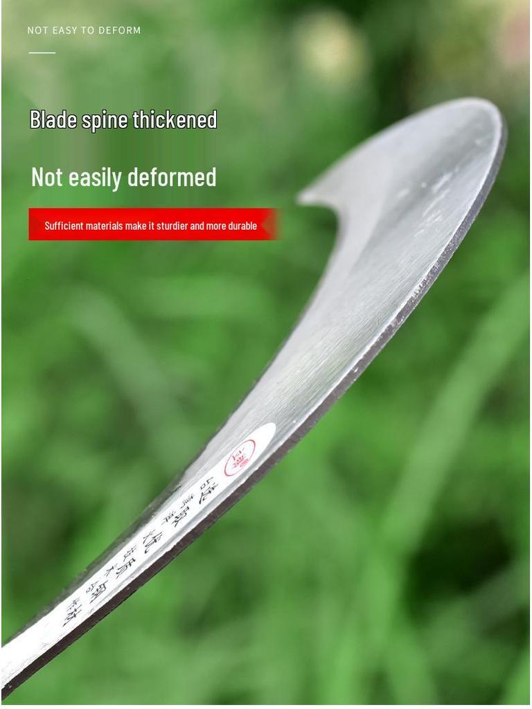 Large Outdoor Manganese Steel Weed Scythe - Long Handle Sickle for Grass Cutting and Corn Harvesting