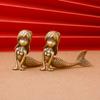 A Vintage Brass Mermaid Statue Perfect for Decorating Your Living Room Bookshelf Bar Cabinet Or TV Stand - Ideal for Festive Home Decor