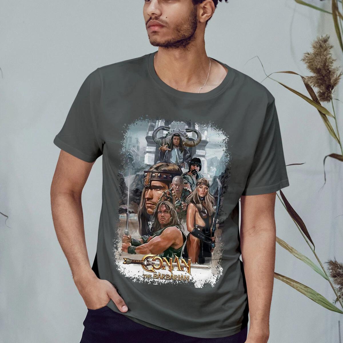 ZX 2026 New Year Conan The Barbarian 1982 Movie Poster Inspired Tshirt Retro Tee Unisex Mens Round Neck Short Sleeved Tshirt 3XL