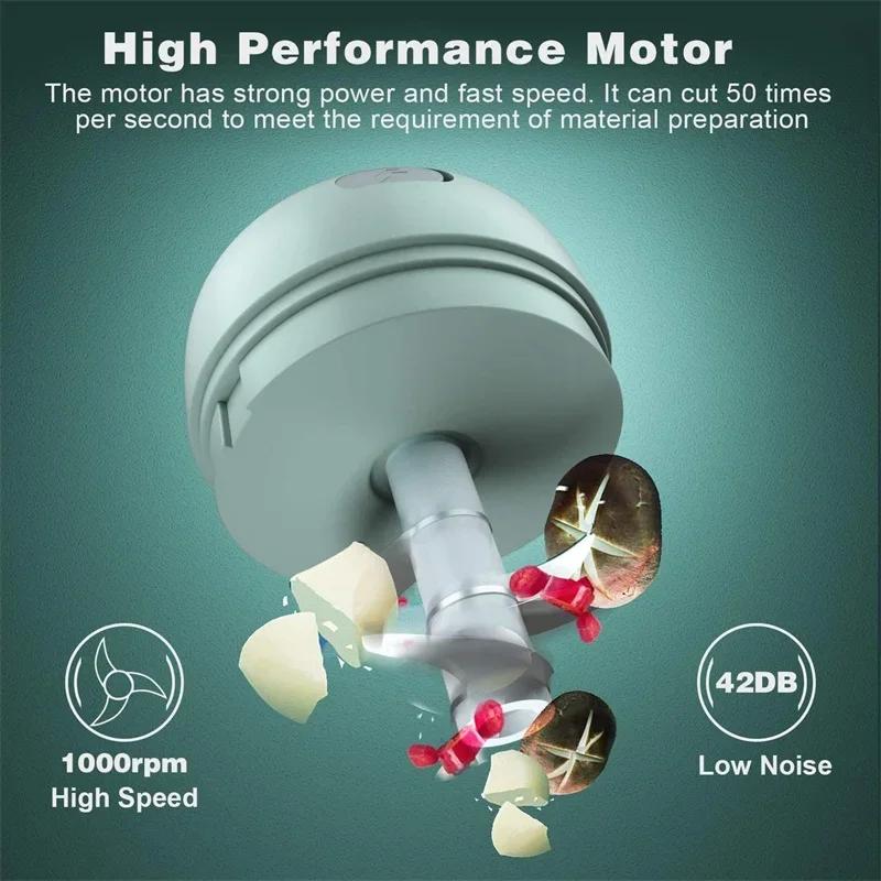 Mini USB Wireless Electric Food Chopper, Garlic Masher, Press Mincer for Vegetable, Chili and Meat, 100/250ml Kitchen Tools