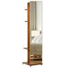 Standing Mirror with Wheels - Clothes Rack, 4 Hooks Shelf MDF Walnut Look