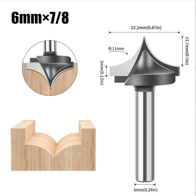 Carbură solidă, tăiată cu vârf rotund, bucăți cu nas rotund, scuturatoare, instrumente, freză pentru prelucrarea lemnului, tijă de 6 mm 1/4 inch
