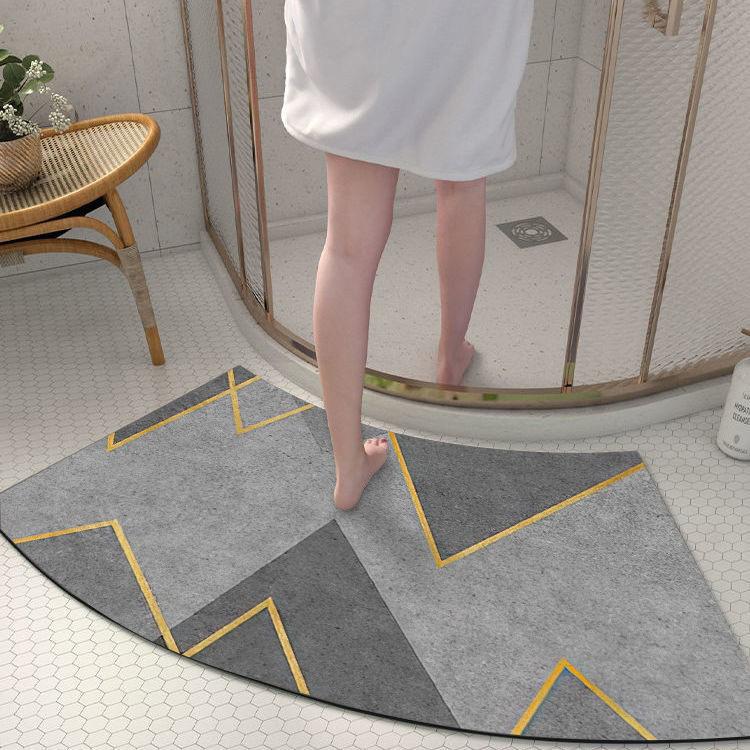 Diatom Mud Floor Mat Arc-shaped Dirt-resistant Anti-slip Mat Household Absorbent Bathroom Floor Mat Bathroom Door Simple Foot Mat