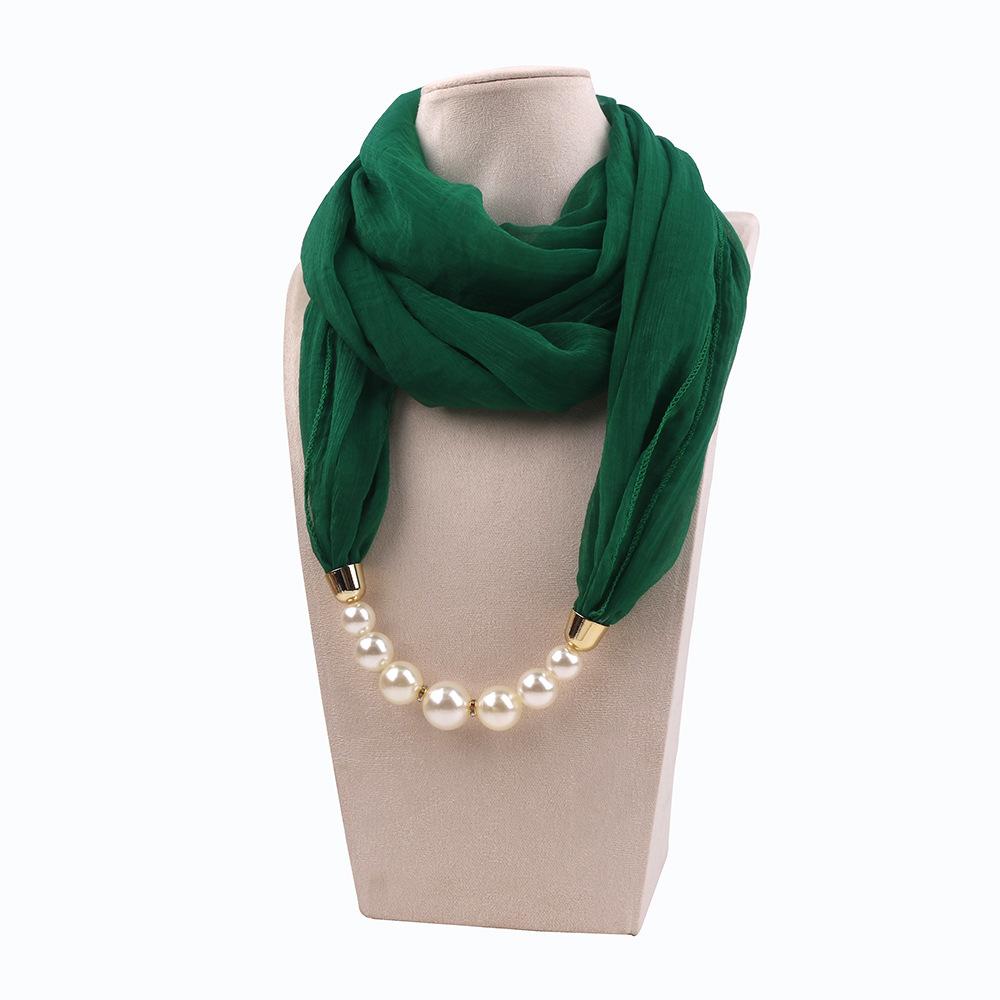 Elegant Chiffon Scarf Necklace with Pearl Beads – Stylish Women’s Fashion Accessory for Casual and Formal Wear
