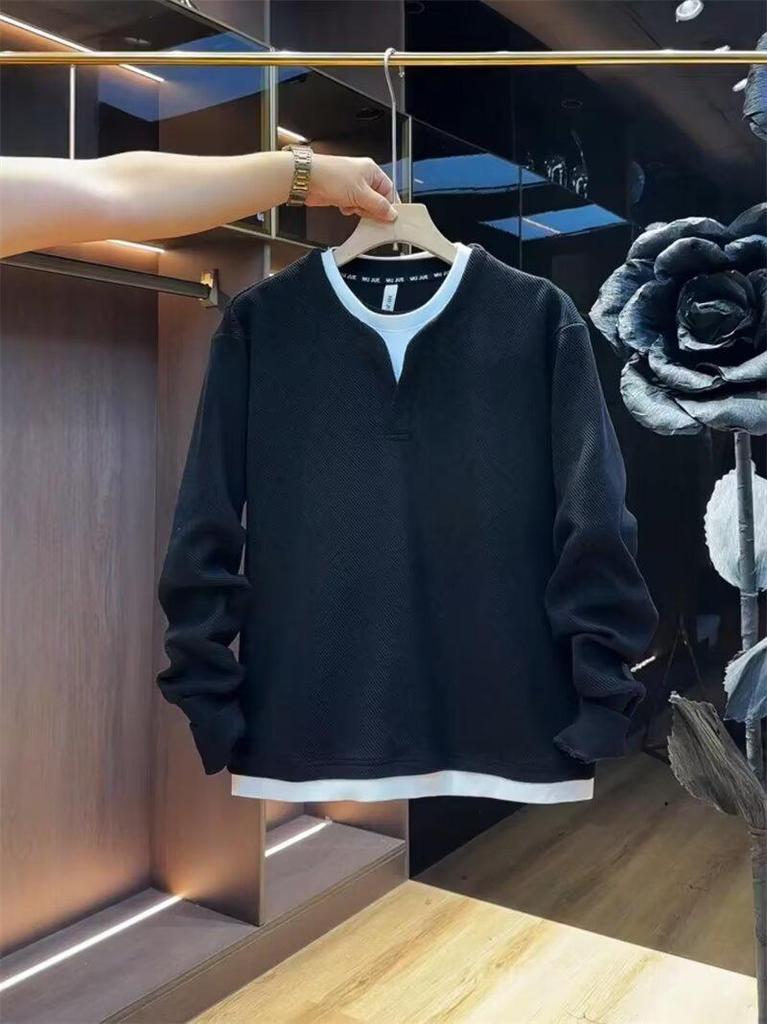 Men's Autumn Casual Two-in-One Hoodie: Slim Fit Long Sleeve Versatile Pullover