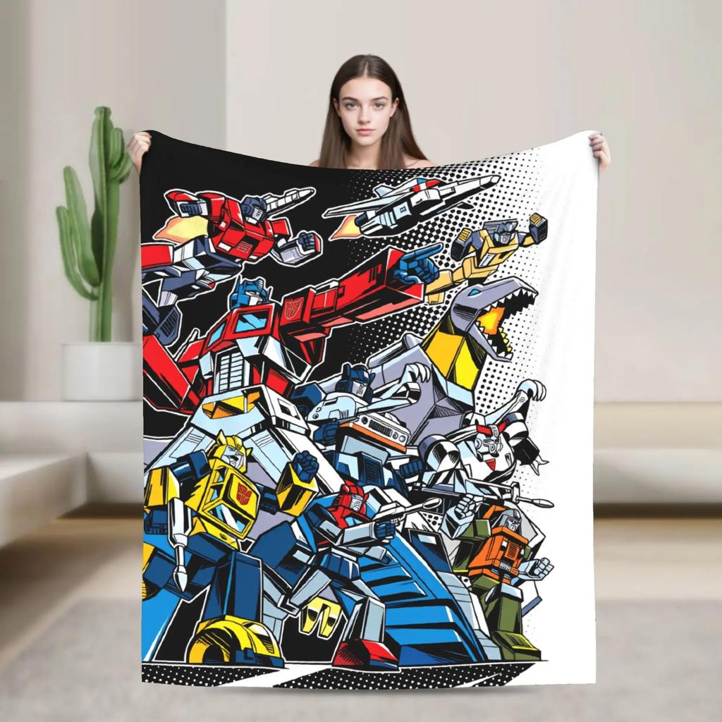 Warm Soft Blanket Travel Office Cartoon T-Transformers Autobots Bedding Throws Anime Flannel Bedspread For Couch Sofa Bed Cover