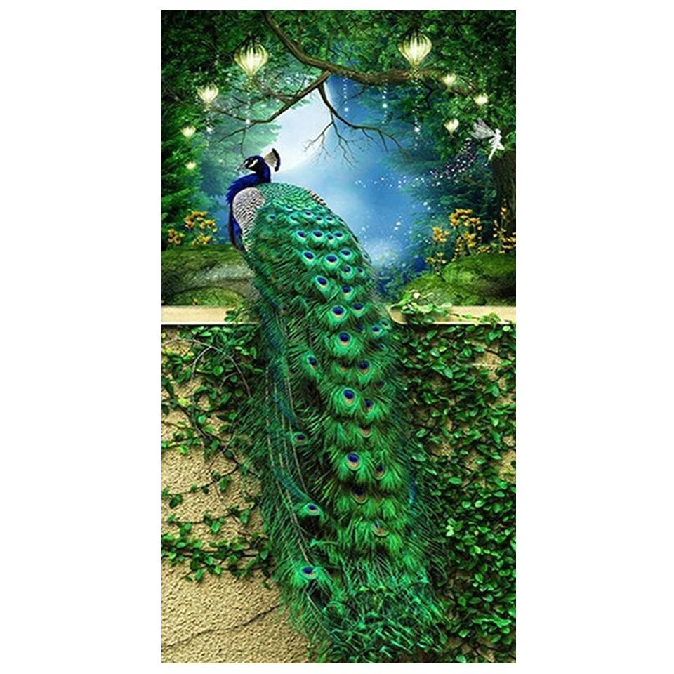 Large Diamond Embroidery Peacock  Flowers Landscape Art 5d Diy Diamond Painting Full Drill Mosaic Cross Stitch Home Decoration