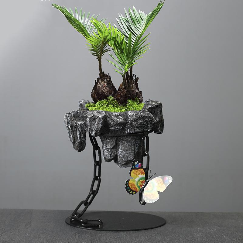 Wrought Iron Hanging Ornament Iron Chain Suspension Home Living Room Decoration Wenzhu Succulent Moss Ball Landscaping Basin