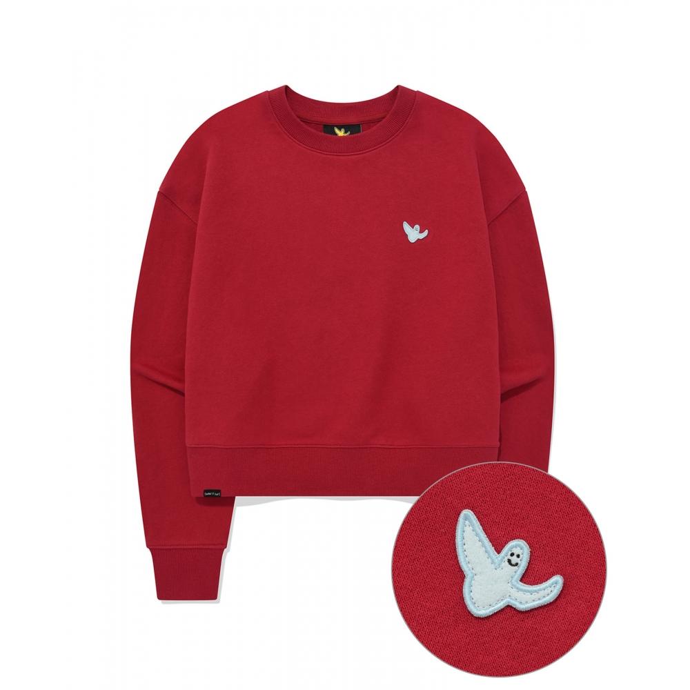 

WHATITISNT Womens Angel Wappen Crop Sweatshirt Red