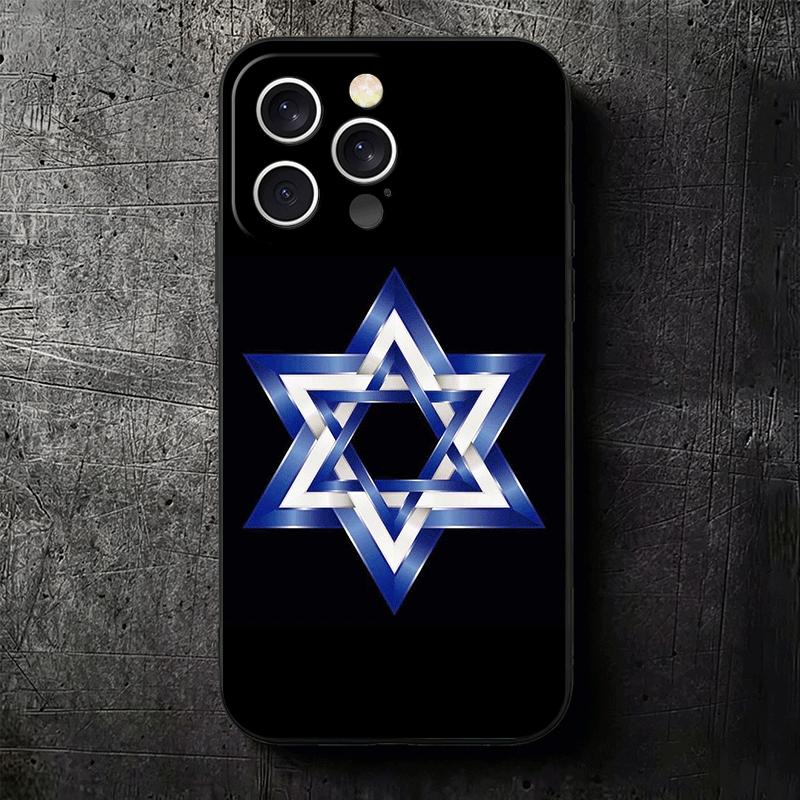 David Jewish Star Symbol Soft Phone Case for iPhone 16 16E 17 Air 15 Pro Max 14 Plus 13 Mini 11 12 7 Black Cover Back Shell