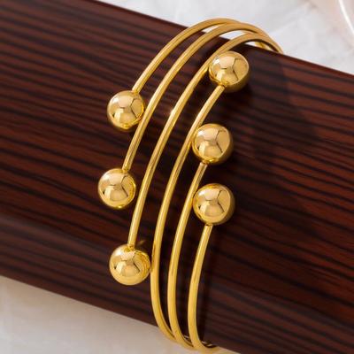 Metal Personality Gothic Exquisite Upper Arm Bracelet Opening Adjustable Multi-layer Ball Arm Ring Design Female