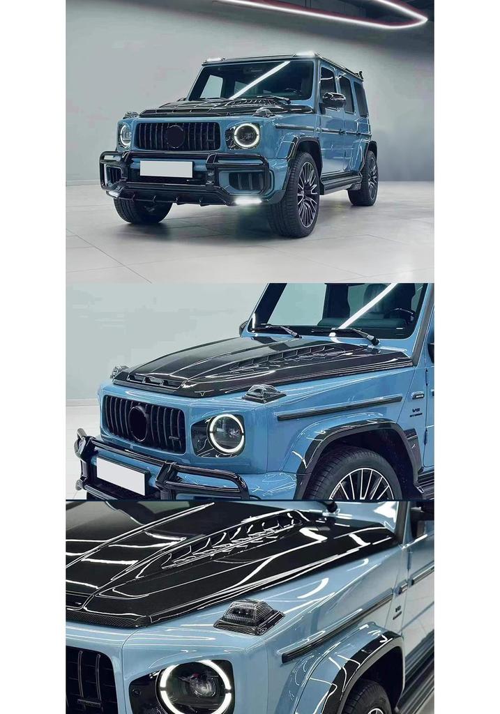 Compatible Mercedes G-Class 465 Carbon Fiber Body Kit: Front Lip, Rear Lip, Hood, Fender, Tail Wing, Roof Light.