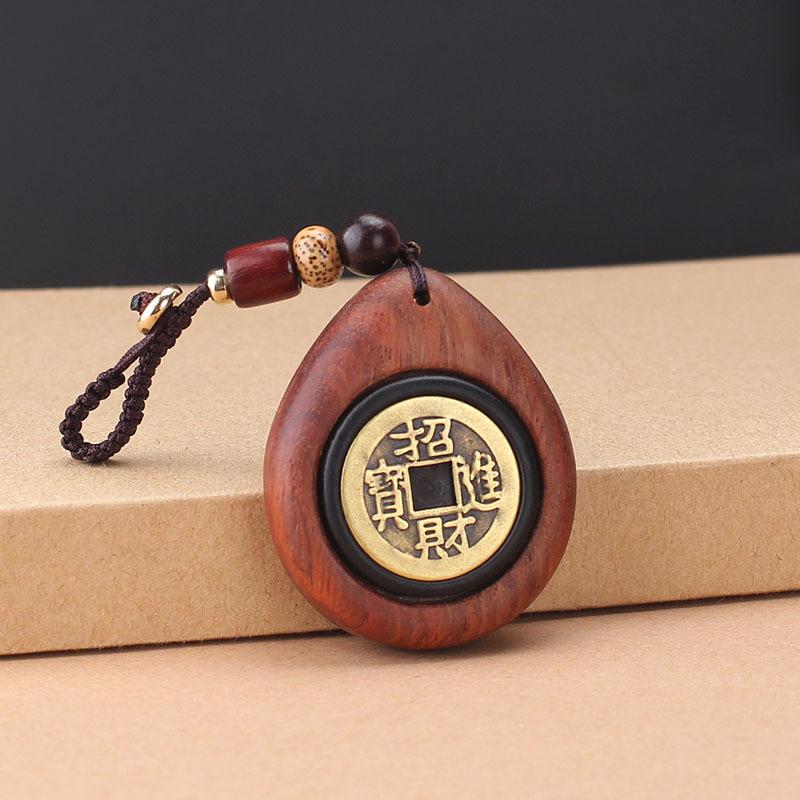 

Натуральное эбеновое дерево медная монета брелок для ключей от машины мужской и женский ретро высококлассный подвеска-подвеска для сумки с ручкой вращающаяся