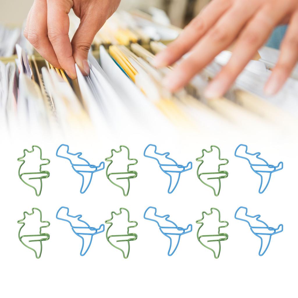 100 Stück Geformte Büroklammern Nilpferd Dinosaurierform Metall Niedlicher Stil Leicht Tragbar Büroklammern für Dokumente