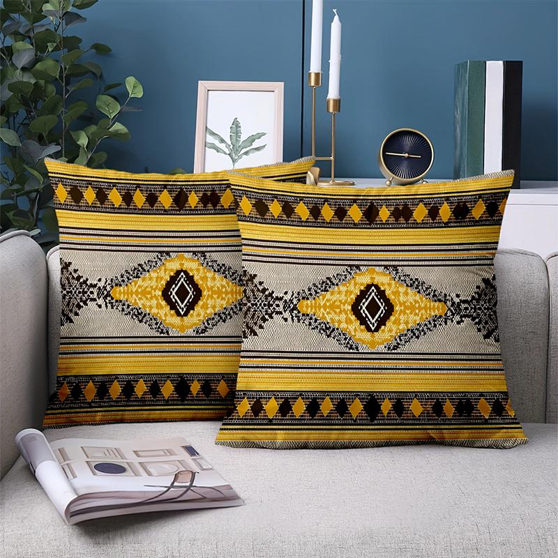 1 Pieces Yellow Brown Patterned Throw Pillow Decorative Cushions Polyester pillowcase, sofa  cushion cov Headboard Pillow