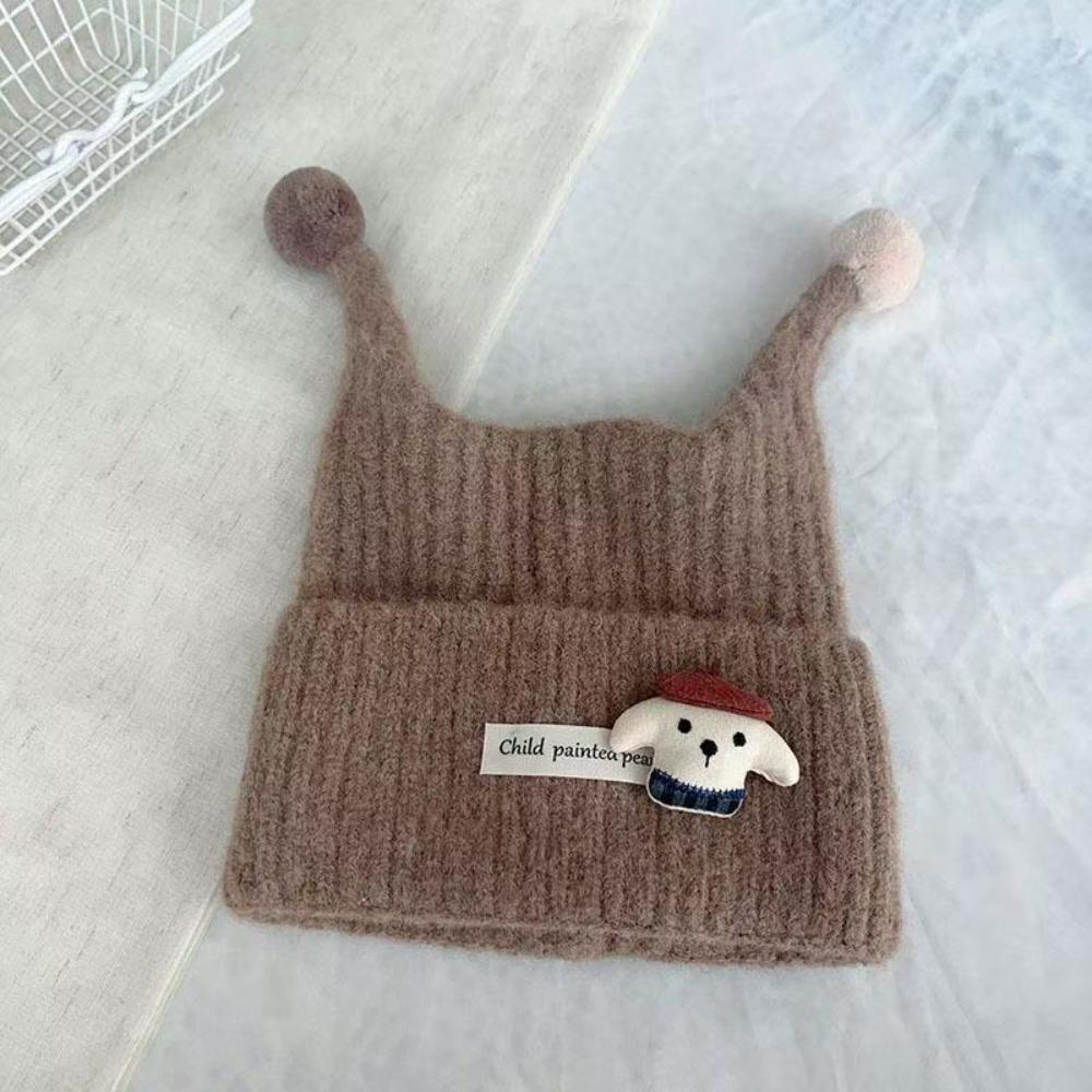 Wind Proof Infant Hat Knitted Fabric Earflap Cap Solid Color Pullover Hat Outdoor Use